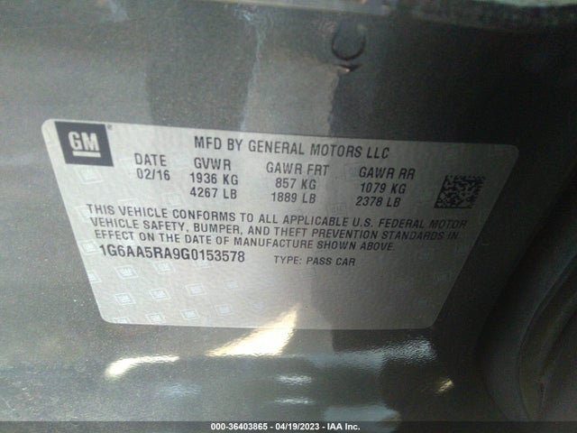 1G6AA5RA9G0153578 Cadillac Ats Sedan Standard Rwd