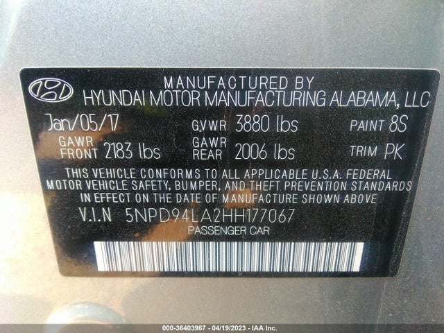 Hyundai Elantra Eco 2017 5NPD94LA2HH177067 Image 10