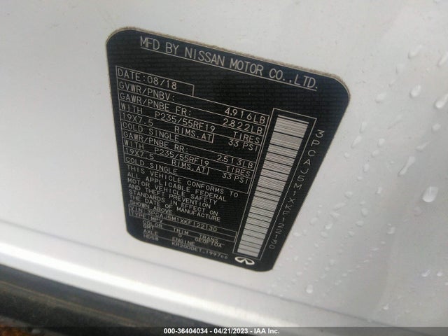 3PCAJ5M1XKF122130 Infiniti Qx50 Pure