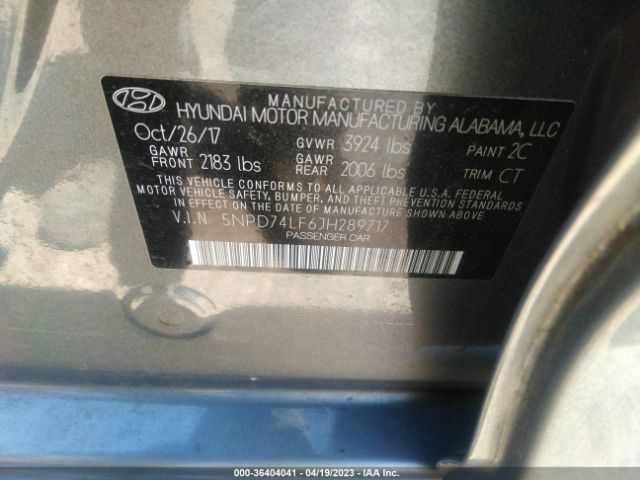5NPD74LF6JH289717 Hyundai ELANTRA SE