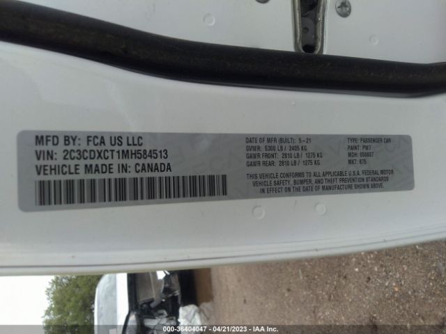 2C3CDXCT1MH584513 Dodge CHARGER R/T