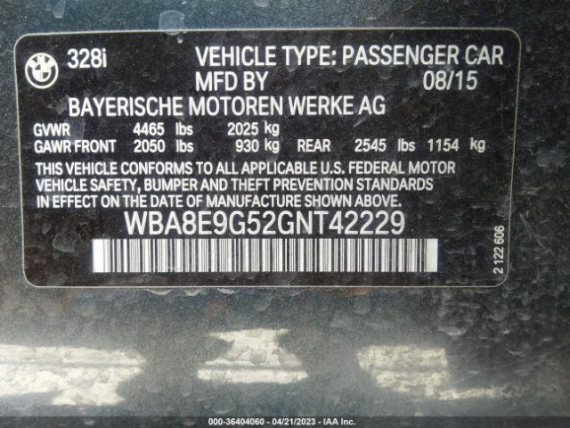 WBA8E9G52GNT42229 BMW 3 Series 328i