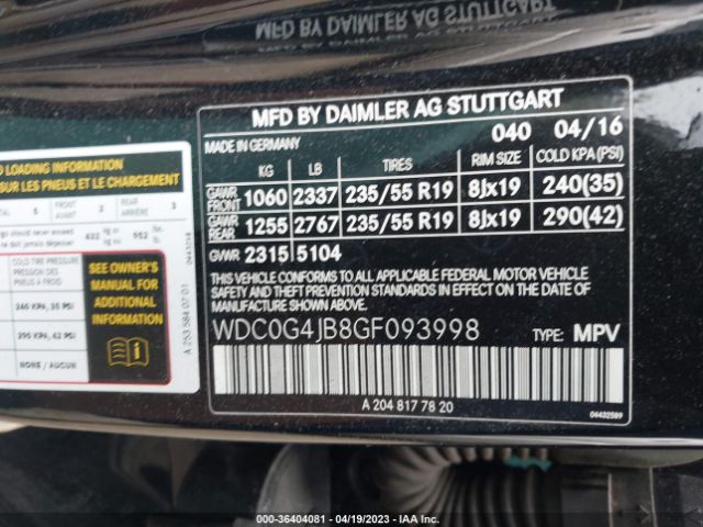 WDC0G4JB8GF093998 Mercedes-Benz Glc Glc 300
