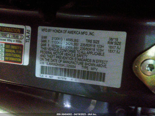 Honda CR-V EX 2019 5J6RW2H59KL025654 Image 10