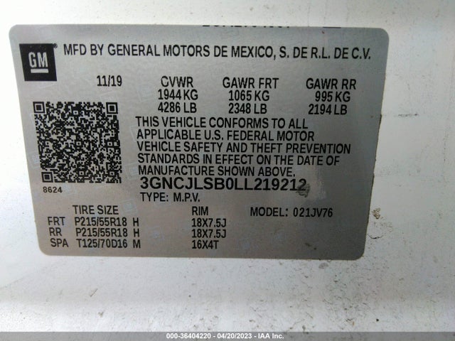 Chevrolet Trax Lt 2020 3GNCJLSB0LL219212 Image 9