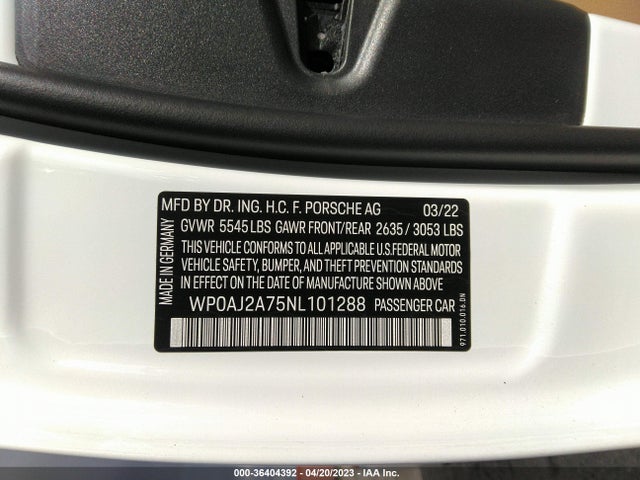 2022 Porsche Panamera, VIN: WP0AJ2A75NL101288