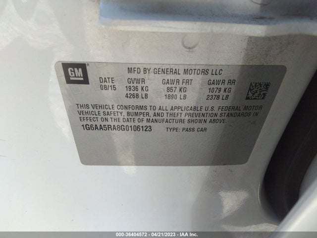 1G6AA5RA8G0106123 Cadillac Ats Sedan Standard Rwd