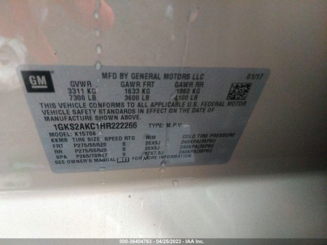 1GKS2AKC1HR222266 GMC YUKON SLE