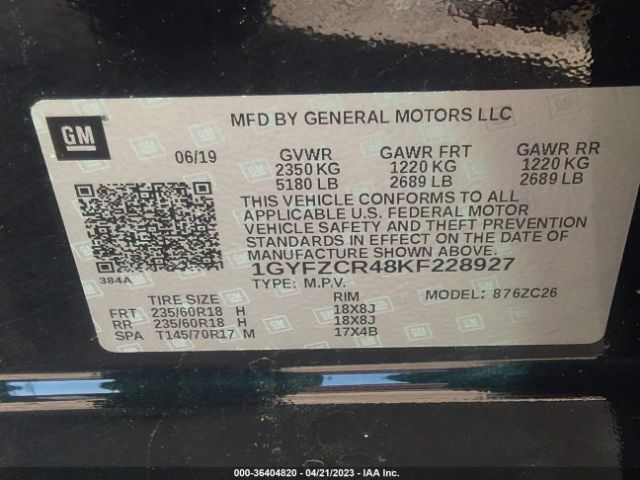 1GYFZCR48KF228927 Cadillac Xt4 Fwd Premium Luxury
