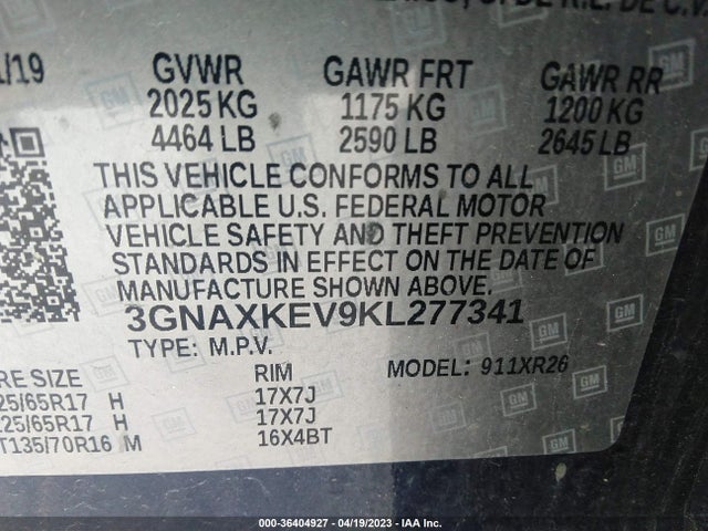 Chevrolet EQUINOX LT 2019 3GNAXKEV9KL277341 Image 10