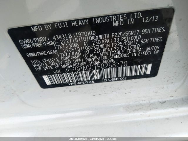 JF2GPAGC7E8258770 Subaru Xv Crosstrek Limited