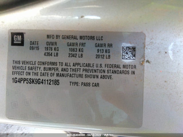 2016 BUICK VERANO VIN: 1G4PP5SK9G4112185