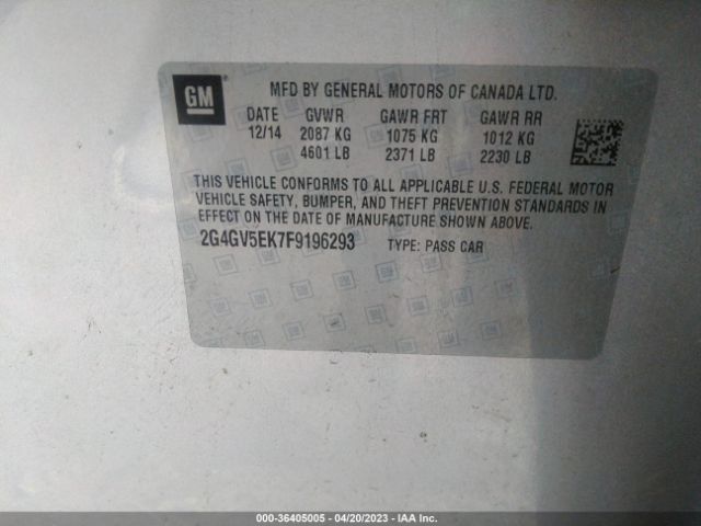 2G4GV5EK7F9196293 Buick Regal