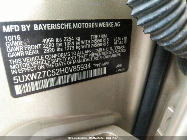 5UXWZ7C52H0V85934 BMW X3 Sdrive28i