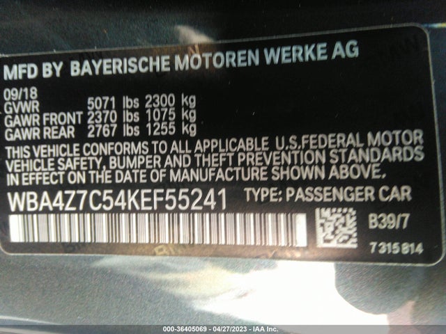 WBA4Z7C54KEF55241 BMW 4 Series 440i Xdrive