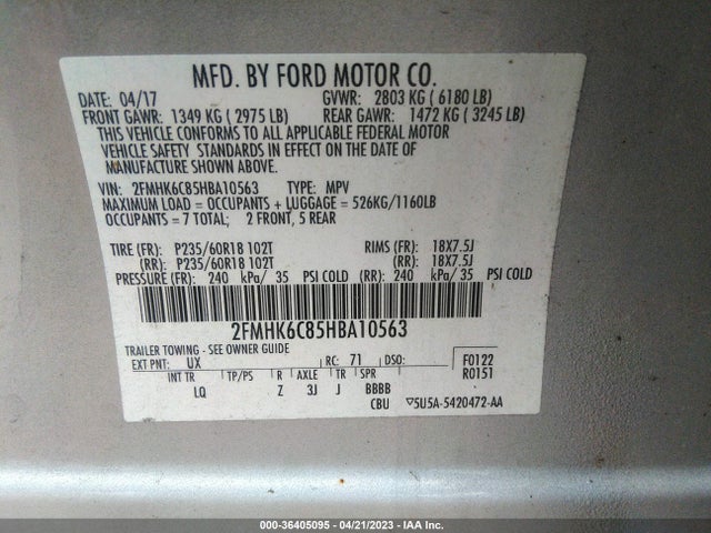 Ford FLEX SEL 2017 2FMHK6C85HBA10563 Image 9