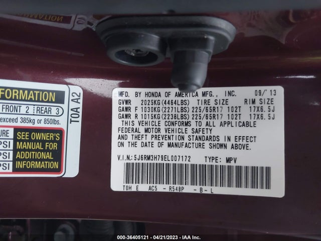 Honda Cr-v Ex-l 2014 5J6RM3H79EL007172 Image 11
