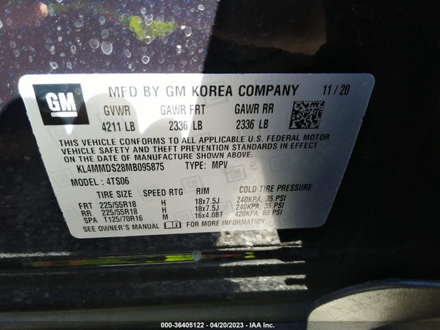 2021 BUICK ENCORE GX SELECT VIN: KL4MMDS28MB095875
