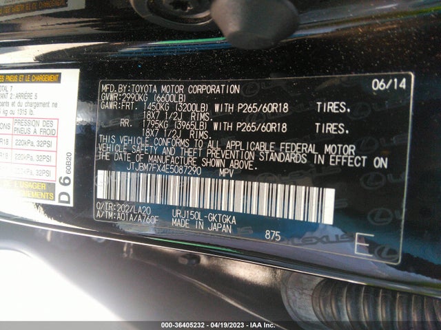 JTJBM7FX4E5087290 Lexus GX 460