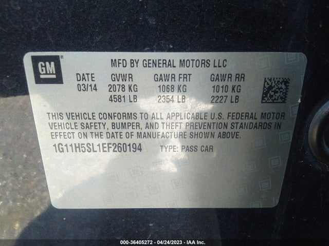Chevrolet MALIBU LTZ 2014 1G11H5SL1EF260194 Image 9