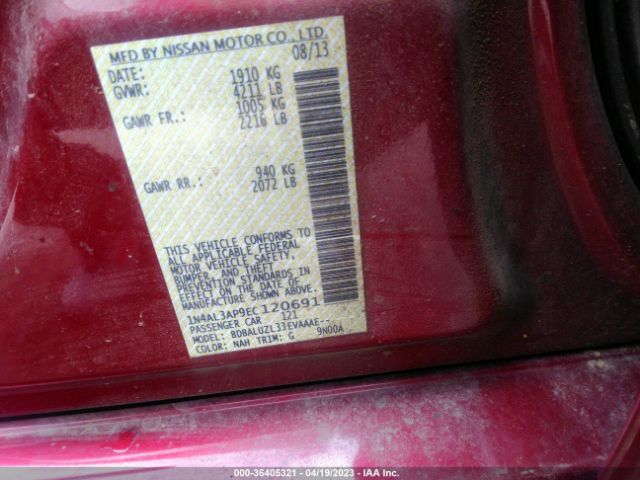 1N4AL3AP9EC120691 Nissan Altima 2.5 Sv