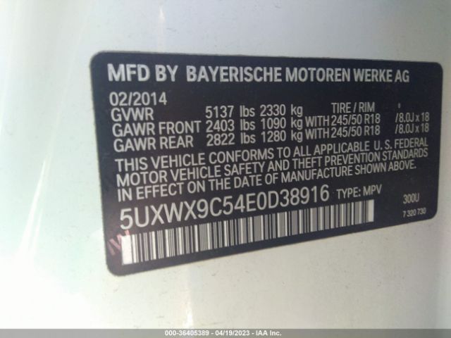 5UXWX9C54E0D38916 BMW X3 Xdrive28i