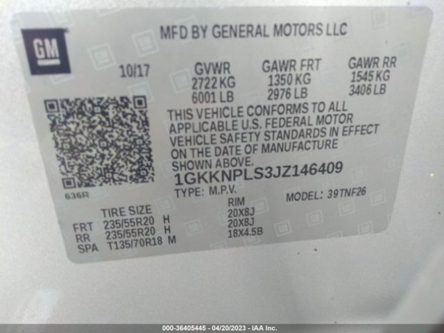 1GKKNPLS3JZ146409 GMC Acadia Denali