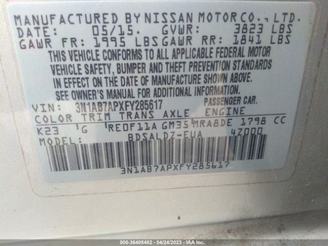 3N1AB7APXFY285617 Nissan SENTRA SV