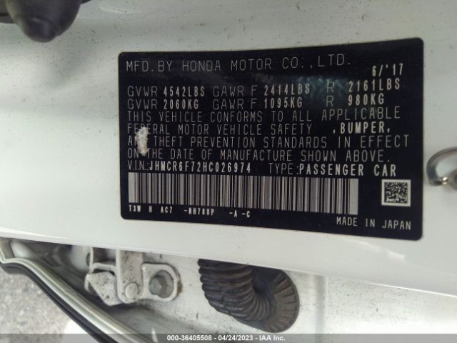 JHMCR6F72HC026974 Honda Accord Hybrid Touring