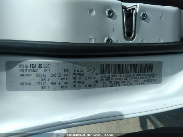 1C4PJLDX9KD318084 Jeep Cherokee Limited