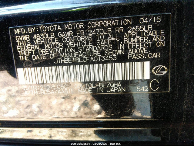 Lexus GS 350 2015 JTHBE1BL0FA013453 Image 10