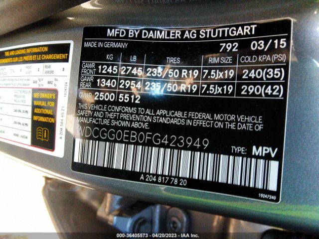 WDCGG0EB0FG423949 Mercedes-Benz Glk-class Glk 250 Bluetec
