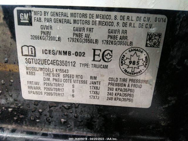 3GTU2UEC4EG350112 GMC Sierra 1500 Sle