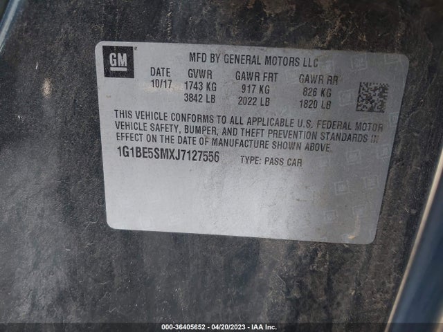 Chevrolet CRUZE LT 2018 1G1BE5SMXJ7127556 Image 9