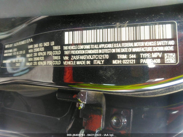 ZASFAKEVXJ7C12170 Alfa Romeo STELVIO QUADRIFOGLIO