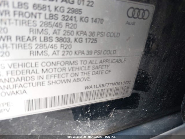 Audi Q7 Premium Plus 2022 WA1LXBF77ND010432 Image 9