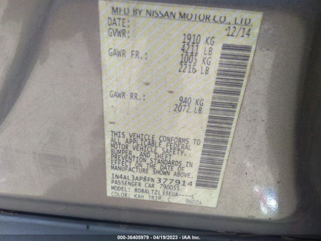 1N4AL3AP8FN377914 Nissan Altima 2.5 Sl