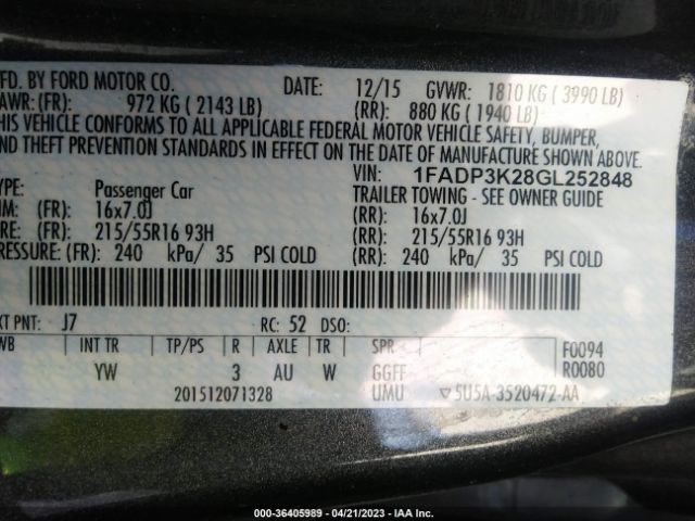 1FADP3K28GL252848 Ford FOCUS SE