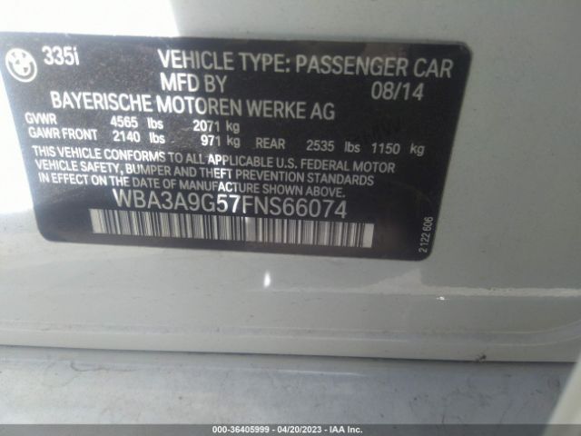 WBA3A9G57FNS66074 BMW 3 Series 335i