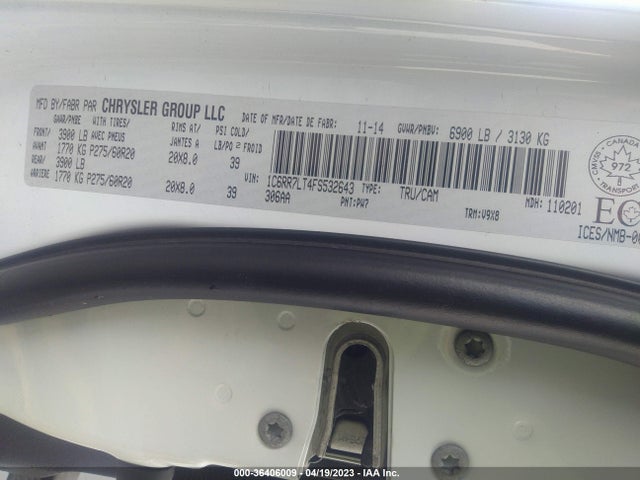1C6RR7LT4FS532643 RAM 1500 Slt