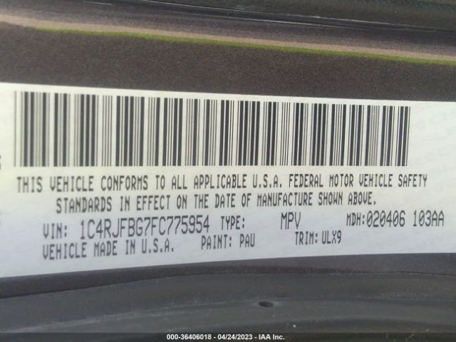 1C4RJFBG7FC775954 Jeep Grand Cherokee Limited