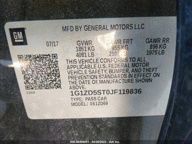 Chevrolet MALIBU LT 2018 1G1ZD5ST0JF119836 Image 10
