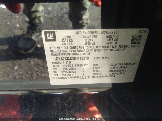 GMC YUKON DENALI 2016 1GKS2CKJ2GR112318 Image 9