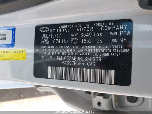 Hyundai ACCENT SE 2017 KMHCT5AE3HU356969 Image 10