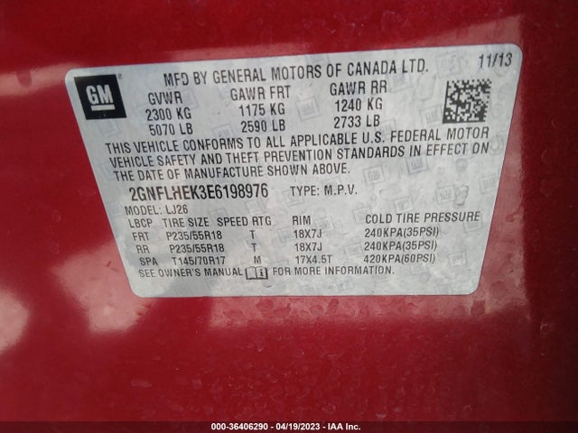 Chevrolet Equinox Ltz 2014 2GNFLHEK3E6198976 Image 11