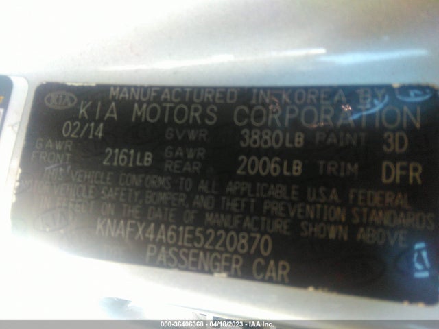 KIA FORTE LX 2014 KNAFX4A61E5220870 Image 10