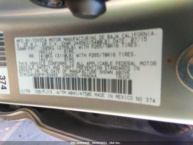 Toyota Tacoma Prerunner 2015 3TMJU4GN9FM193465 Image 9
