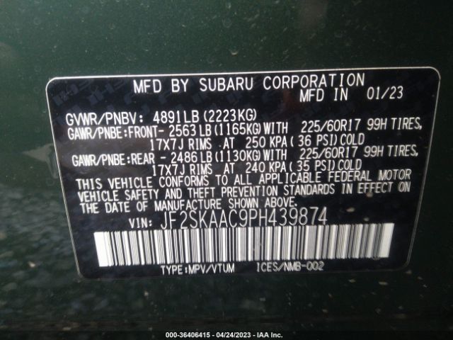 JF2SKAAC9PH439874 Subaru Forester