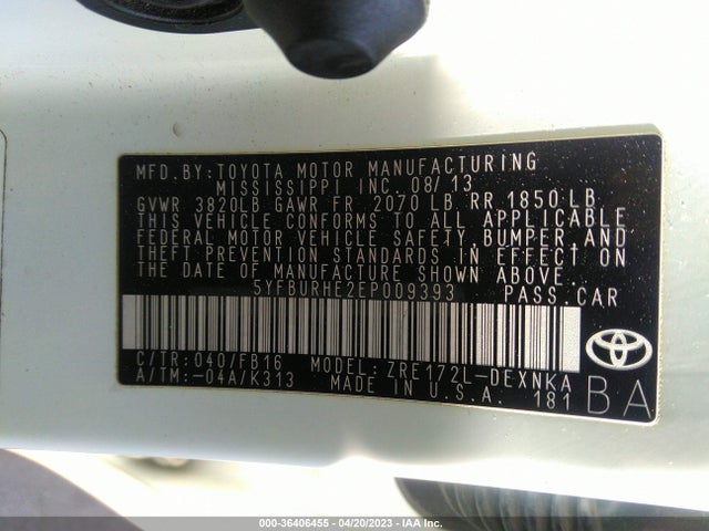 Toyota Corolla L/le/s/s Plus/le Plus 2014 5YFBURHE2EP009393 Image 11