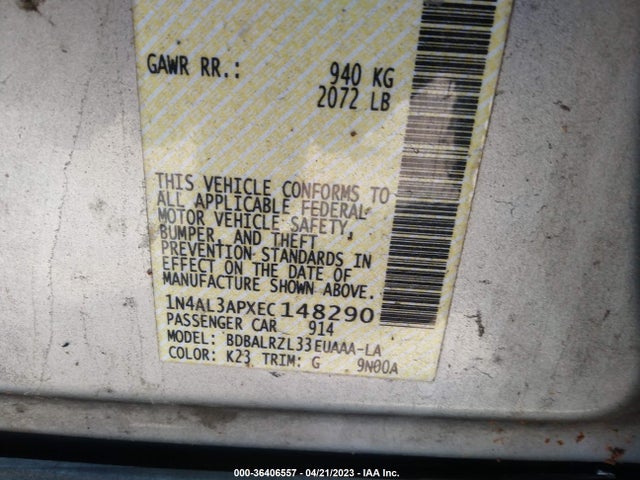 2014 NISSAN ALTIMA 2.5 S VIN: 1N4AL3APXEC148290